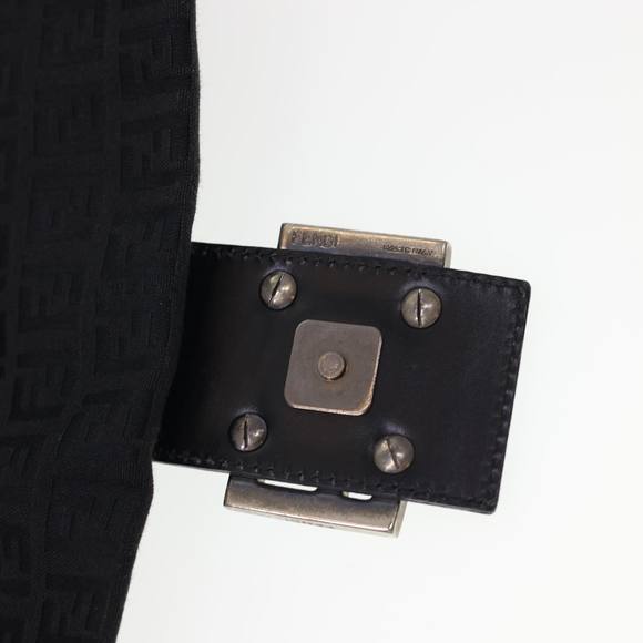 FENDI Zucchino Canvas Mamma Baguette Shoulder Bag Black Auth fm2228 - Picture 10 of 16